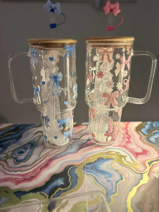 Pink and Blue Ribbon Tumblers